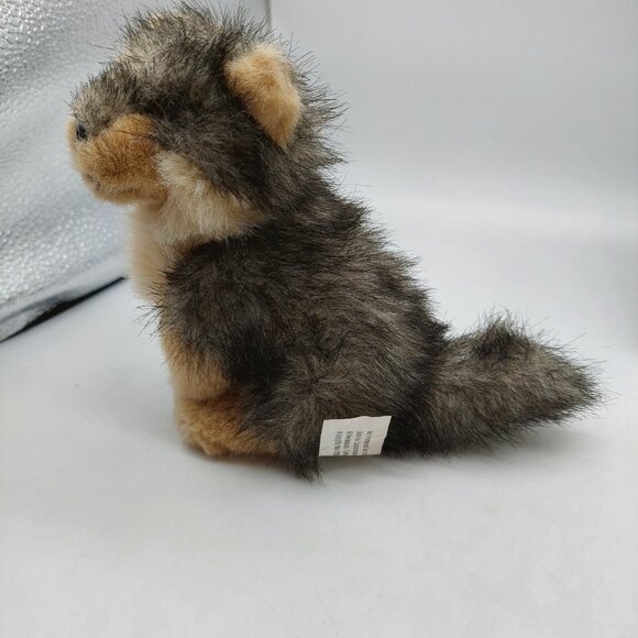 Defender Wildlife Wolf Realistic Plush Gray Brown Stuffed Kids Planet 5" - Picture 2 of 8